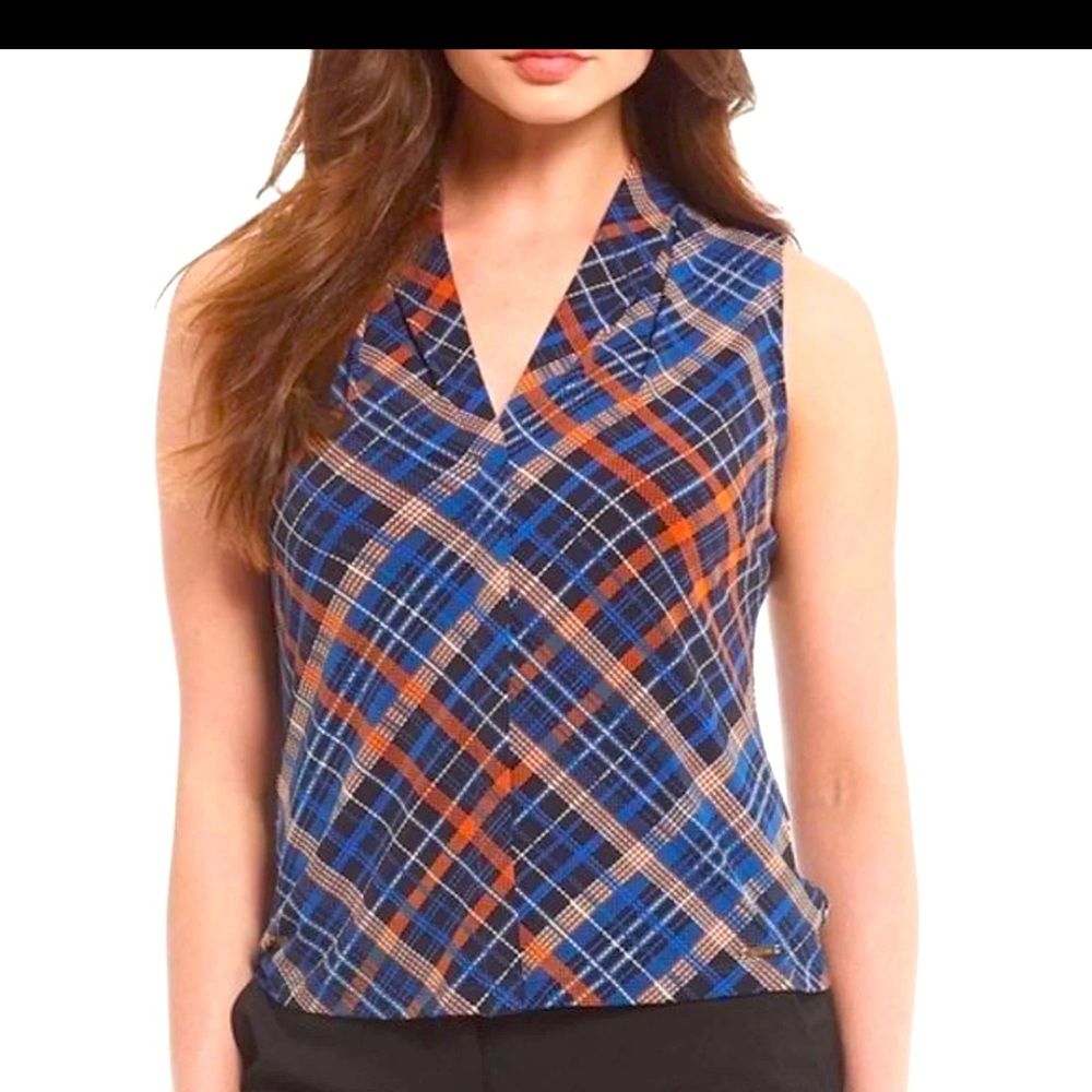 Calvin Klein suit Dress Blouse NWT small Plaid